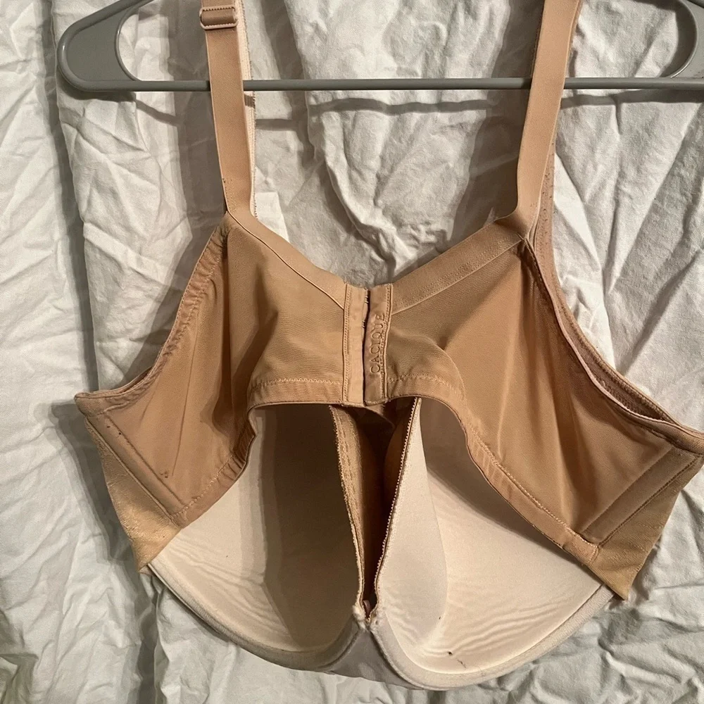 Cacique 46 F Lightly Lined Balconette Bra Nude  Lace Overlay Underwire